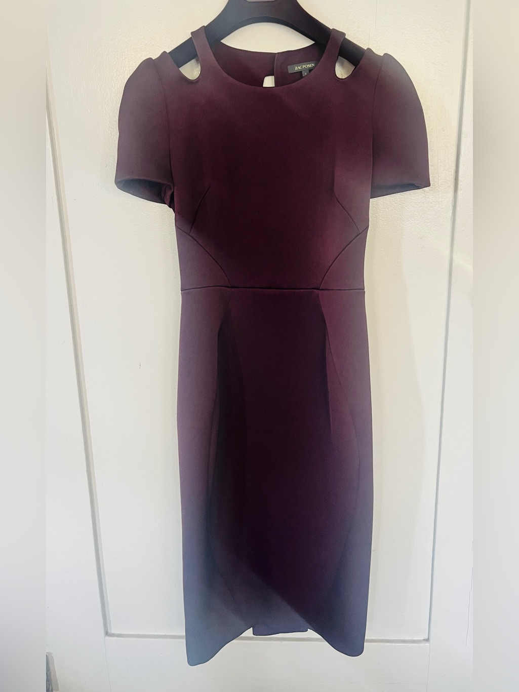 Zac Posen Plum Sheath Dress With Cutout Shoulders 6